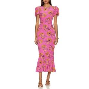 RHODE X REVOLVE Lulani Maxi Dress MULBERRY TOULON Floral Print Size 6 Pink
